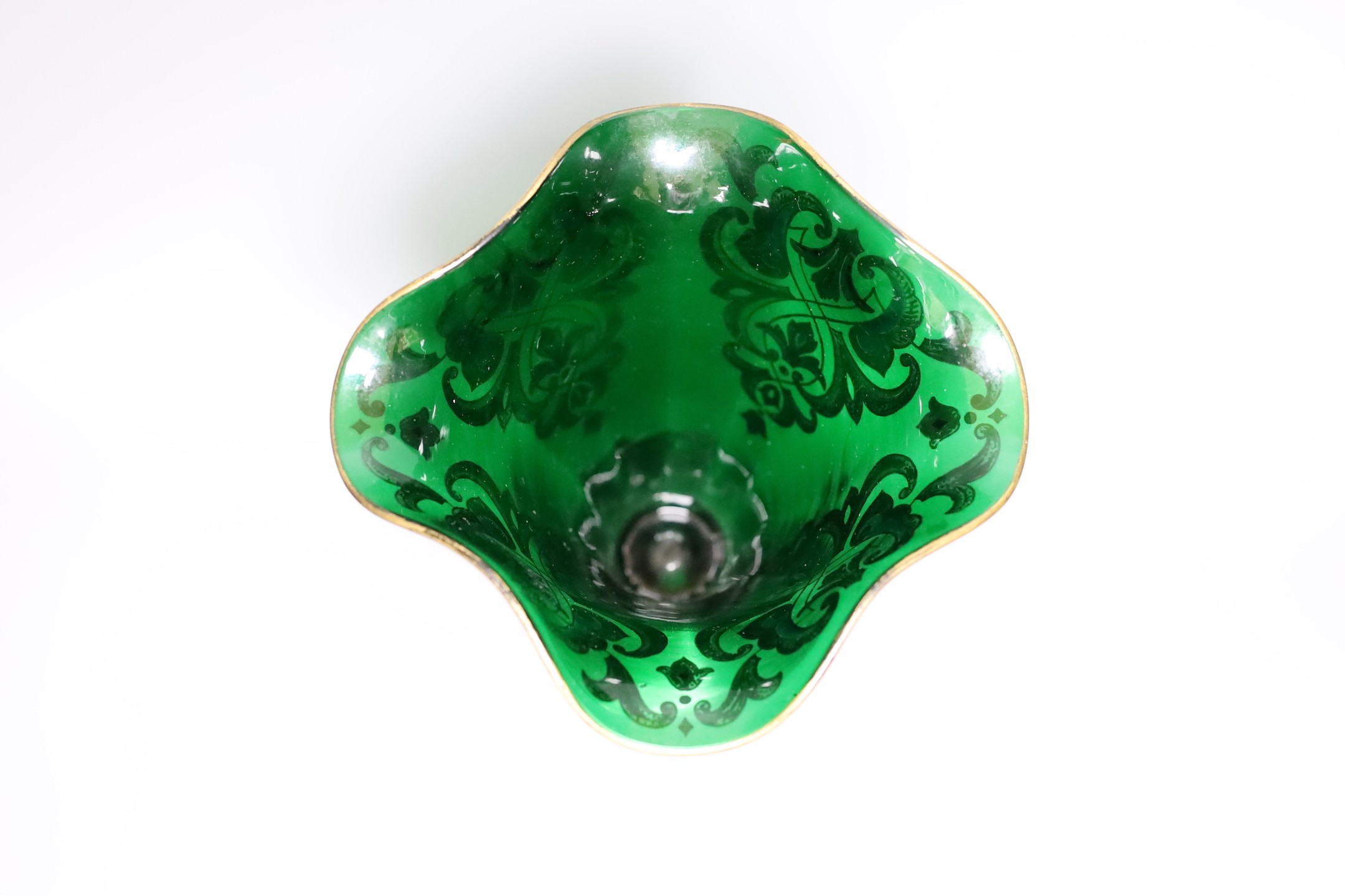 A Bohemian gilded glass vase, 25.5cm tall